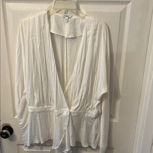 ExpressCream Blouse with Deep V-Neck